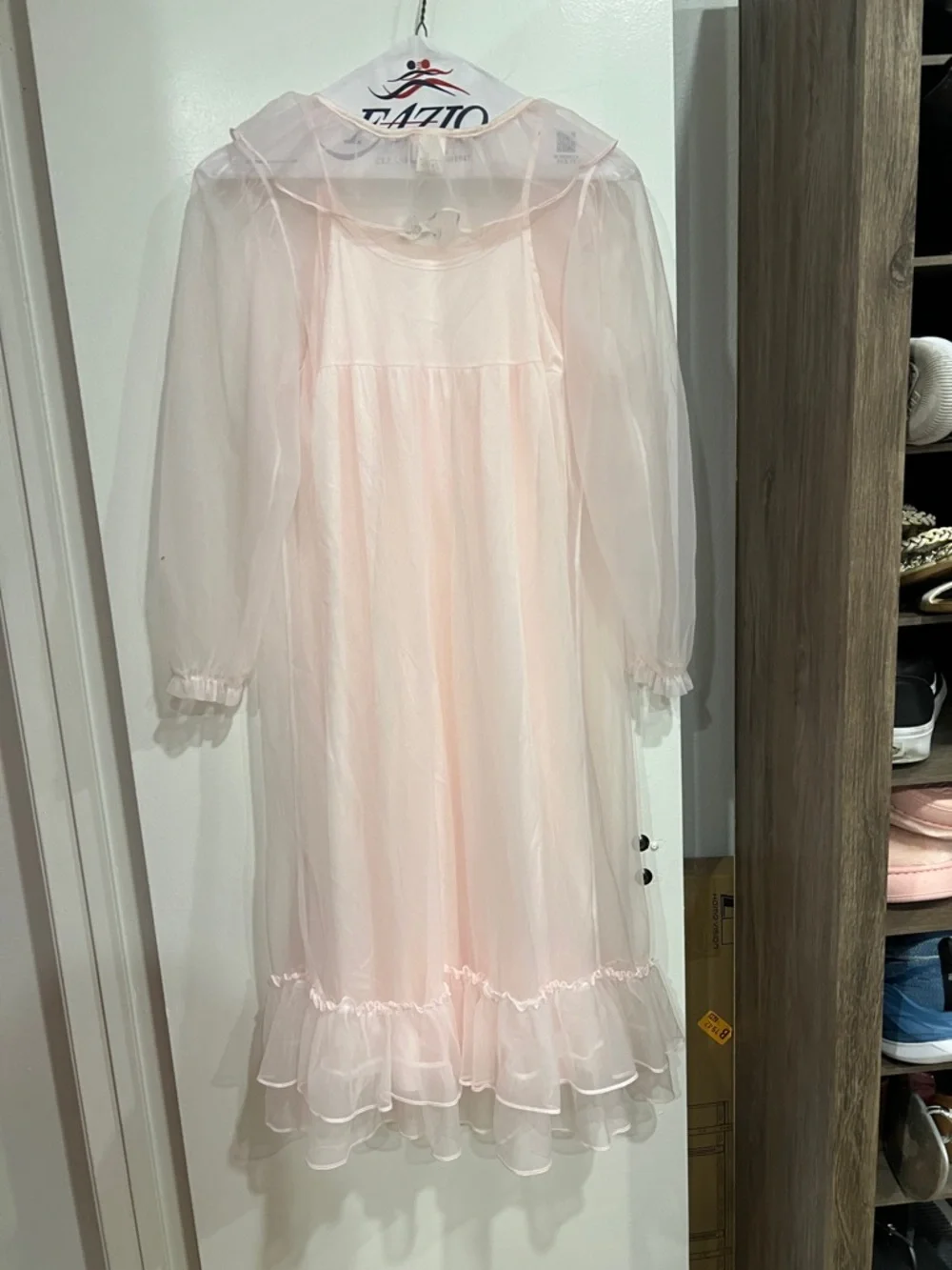 Sheer Ruffled Nightgown and Robe Set - Picture 2 of 4